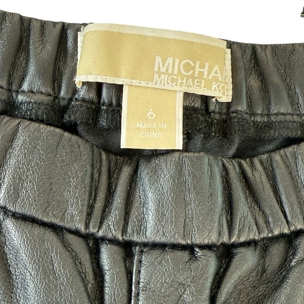 Michael Kors Black Faux Leather‎ Pants Women’s Size 6 Slim Leg Pull-On